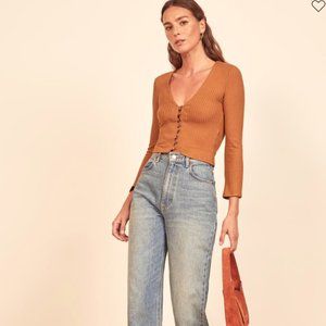 Reformation Long-Sleeve Gellar Top in Cider - S